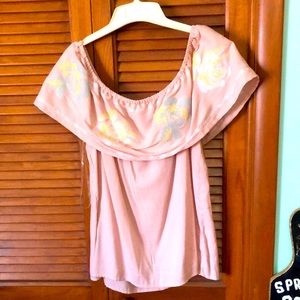 Off the shoulder pink blouse